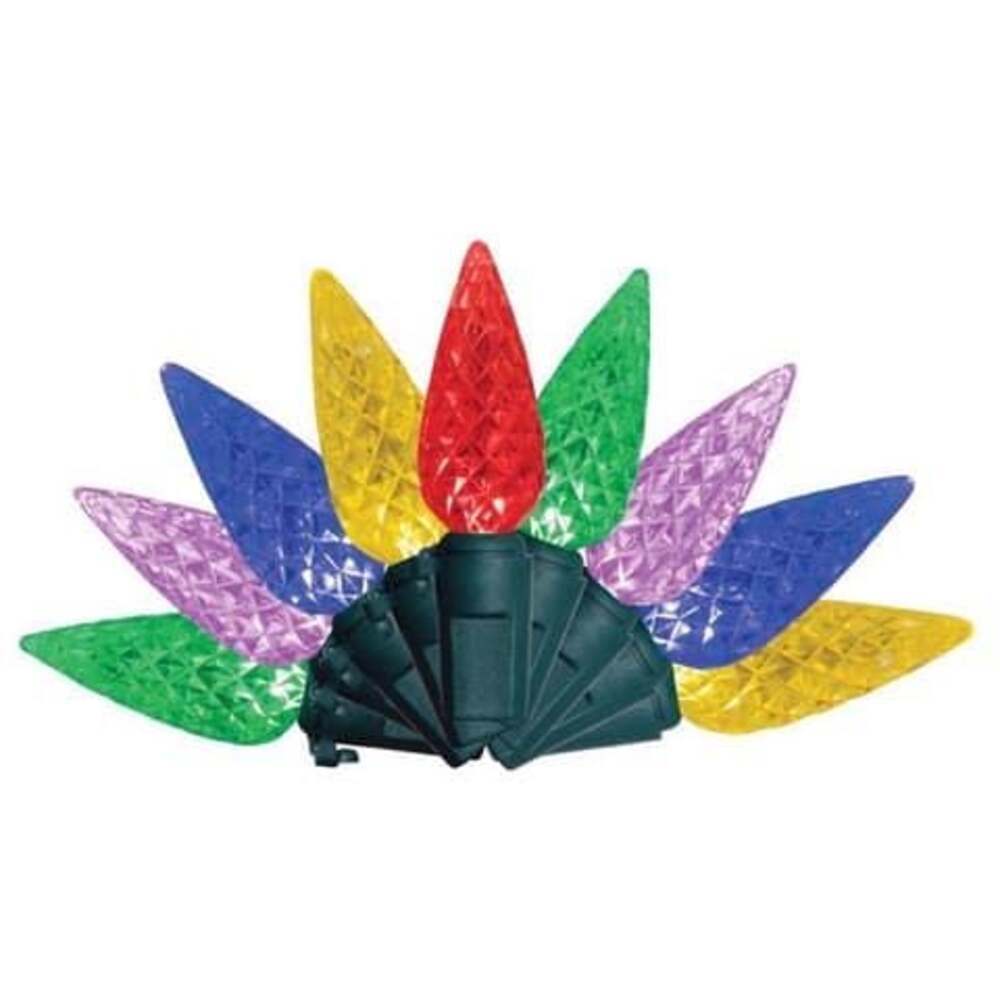 Multi-Color C6 LED Christmas Lights, Faceted Indoor/Outdoor  300 bulbs